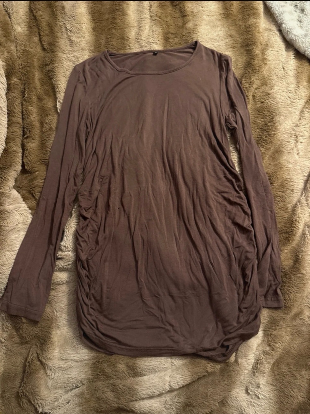 Women’s Long Sleeve Brown Scoop Neck Top
